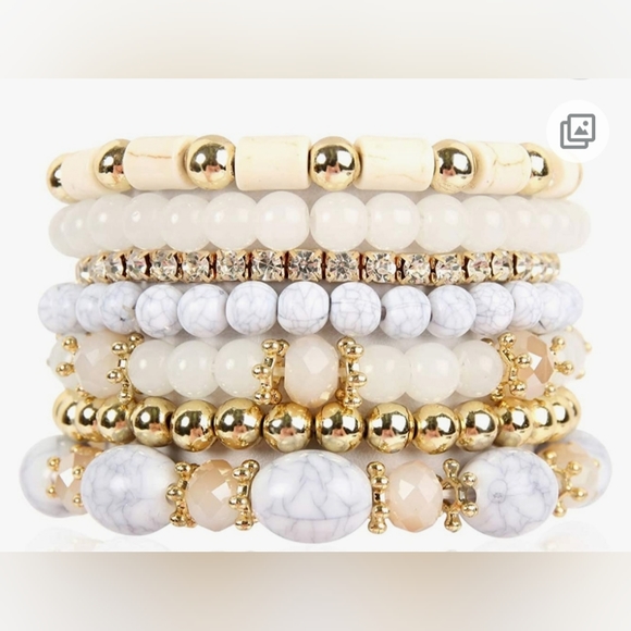 NWT White Stackable Stretchy Wrap Bracelet Bangles - Picture 2 of 5